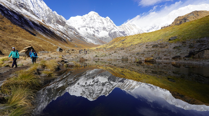 Blick auf das Annapurna Massiv kurz unterhalb vom Base Camp | © DAV-LU / Axel Petermann